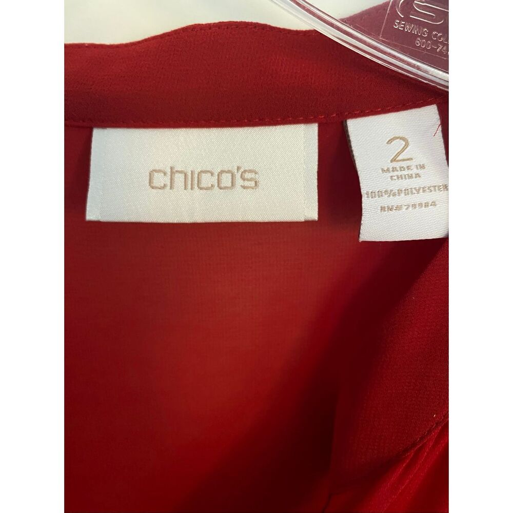 Chico’s Red Layered Button Up Blouse Sz L - Picture 4 of 4